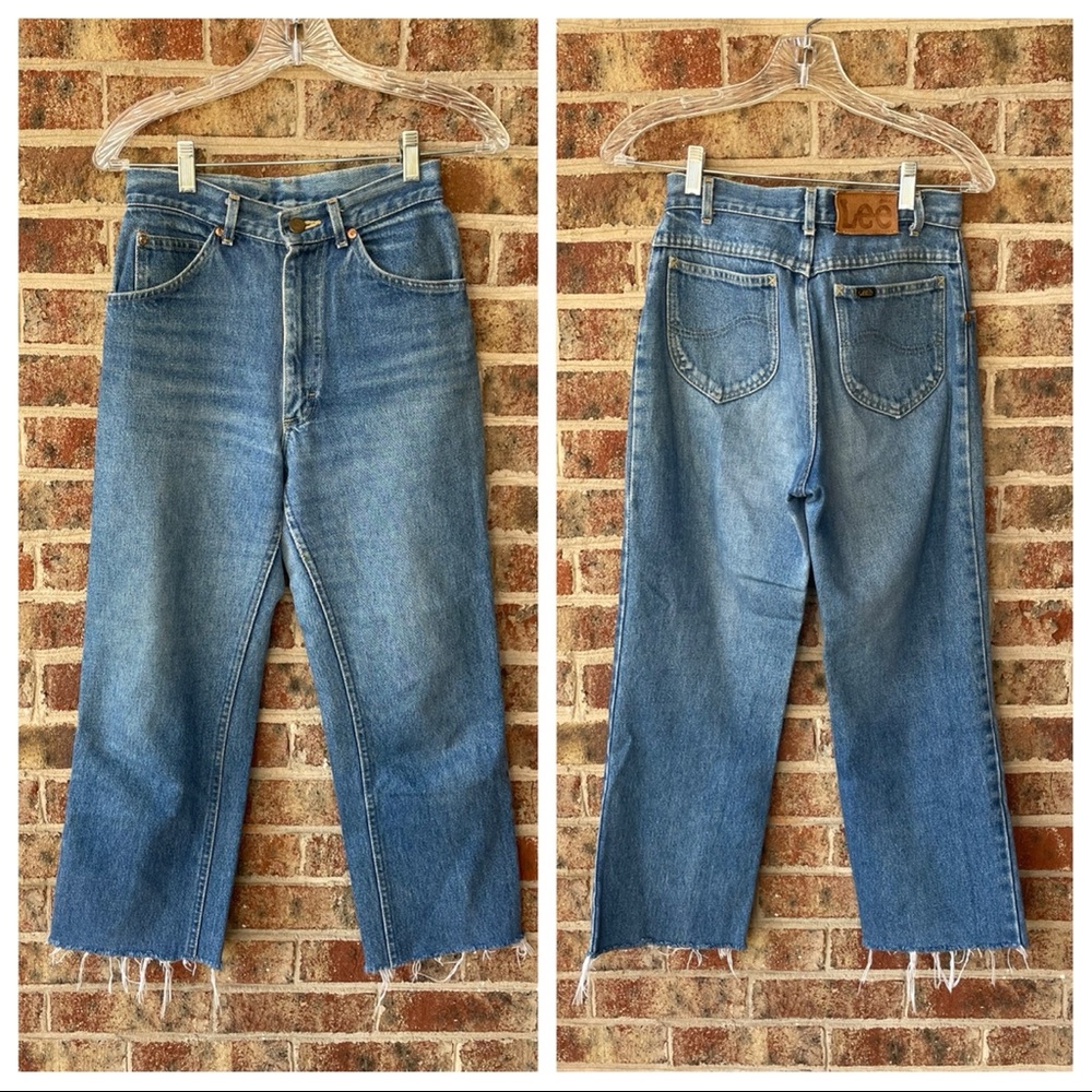True Vintage Lee Jeans high rise crop raw edge curvy petite